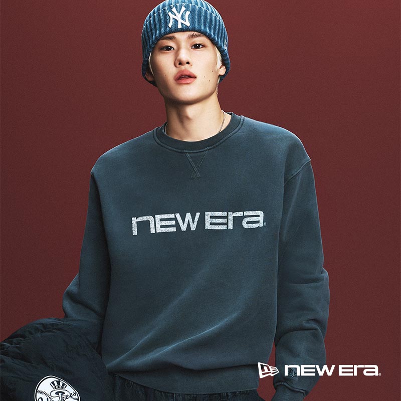 뉴에라 로고 크루넥 맨투맨 차콜